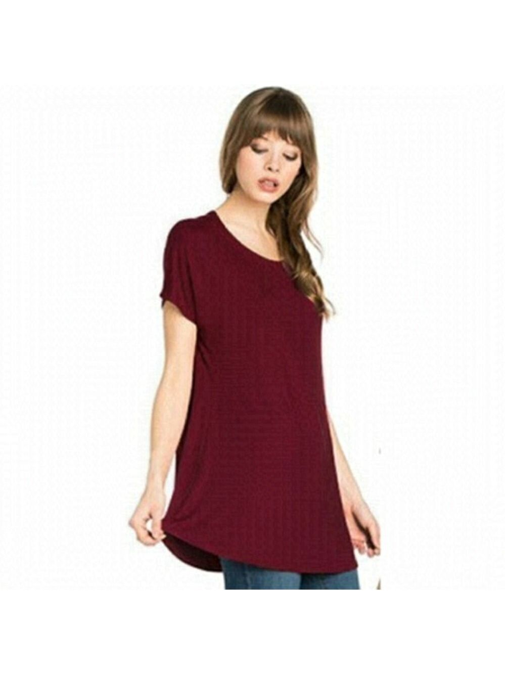 ZENANA Deep Red Short Sleeve Top Size 3XL NWT